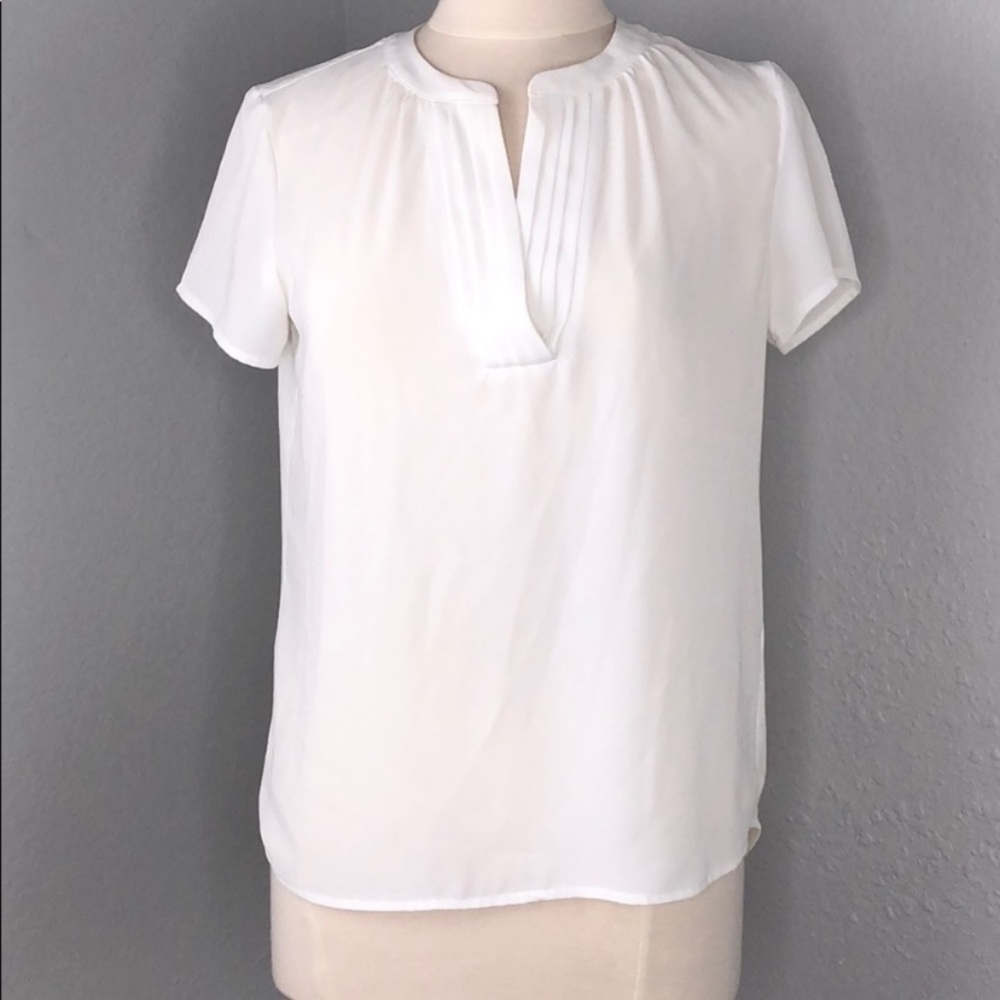 Halogen Split Neck White  Blouse Small
